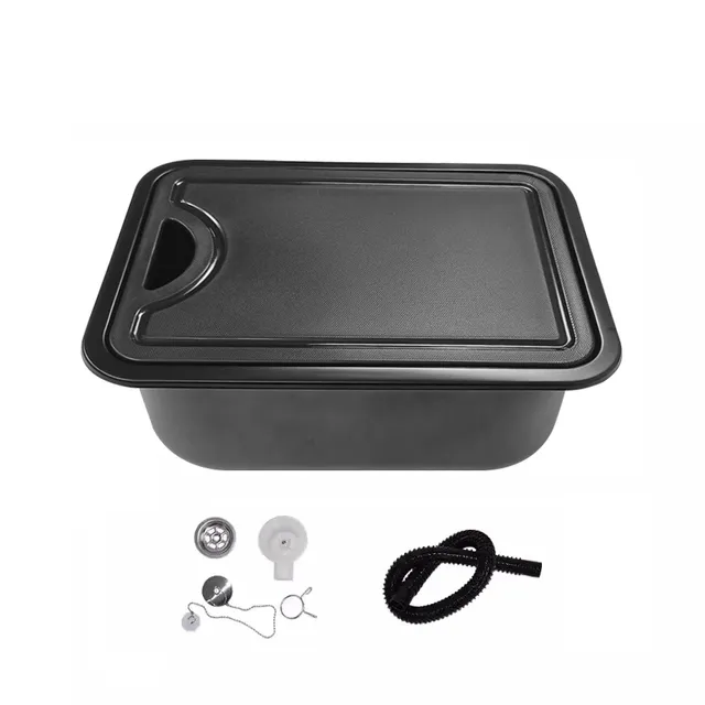 Évier carré cuisine noir inox 304 encastrable mat… – vue 3