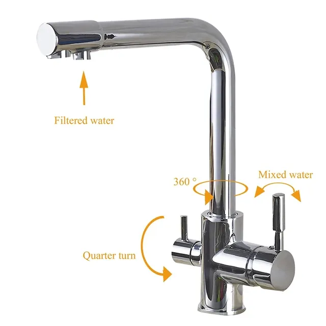 Robinet de cuisine chromé à Double bec pivotant – vue 4
