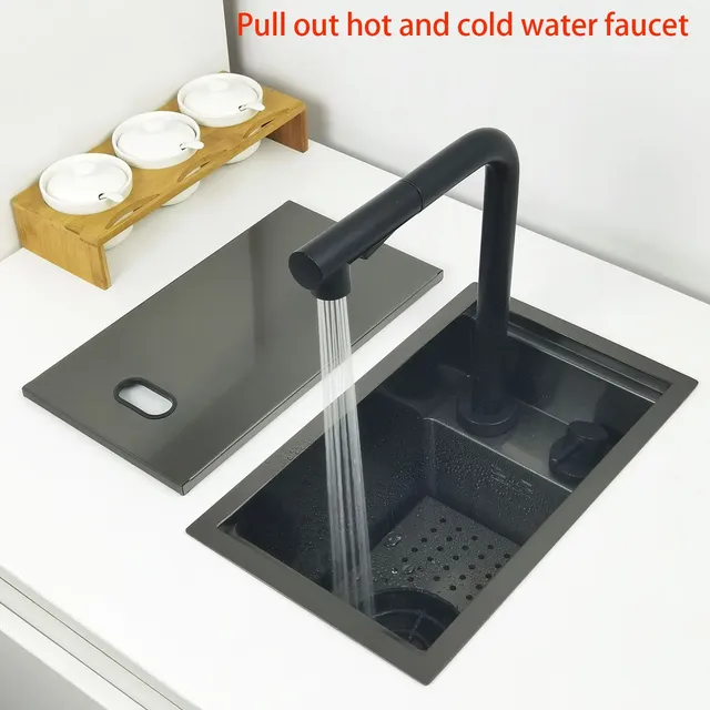 Évier de cuisine gris foncé caché