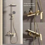 Ensemble de douche doré, salle de bains, mélangeur à bec multifonction avec douche à main, hôtel appartement, baignoire, rehausseur de systèmes de douche