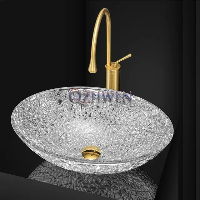 Lavabo en verre de cristal d'or électrolytique Accueil… – vue 3