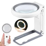 loupe bureau pliable éclairée LED blanc chaud froid grossissement élevé 30X 40X lentille verre acrylique bras articulé portable mainlibre compact