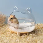 Baignoire de sable pour Hamster, résistante aux éclaboussures, détachable, entièrement transparente, ours doré, petit animal de compagnie, salle de bain transparente, salle de bain Chinchilla