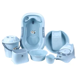 Baignoire pour bébé, ensemble de 7 pièces, ensemble de bain en plastique amélioré, baignoire épaisse antidérapante, siège de bain pour tout-petits, produits de douche, cadeau pour nouveau-nés