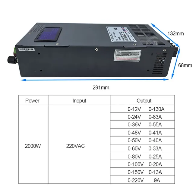 Alimentation de commutation 2000W SMPS AC-DC 0-12v 24v… – vue 3