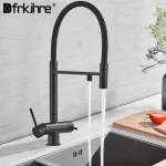 Robinet de cuisine filtré noir, Spray extractible, robinet purifié de cuisine, robinet à filtre rotatif à 360 degrés, robinet d&rsquo;évier à 3 voies, robinet d&rsquo;eau et de boisson