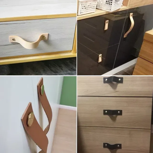 Poignée cuir artisanale minimaliste incurvée lisse… – vue 5