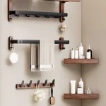 Support de rangement pour serviettes de salle de bain, pendentif de toilette nordique en noyer, matériel étanche pour salle de bain, décoration de maison, organisateur de luxe, accessoires