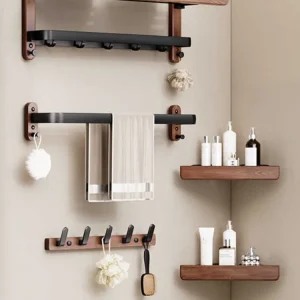 Support de rangement pour serviettes de salle de bain, pendentif de toilette nordique en noyer, matériel étanche pour salle de bain, décoration de maison, organisateur de luxe, accessoires