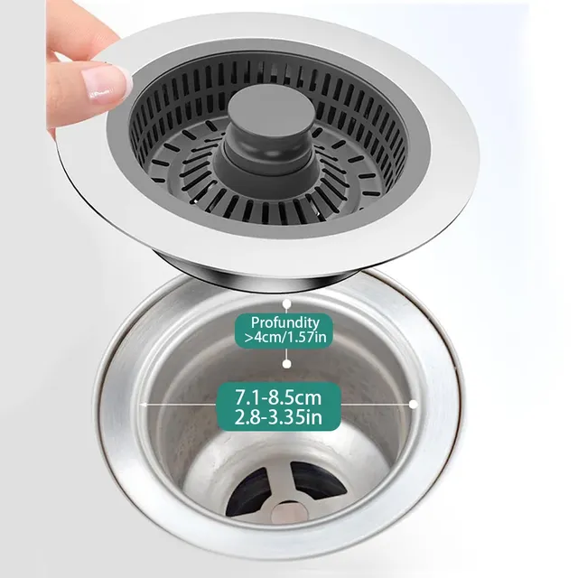Crépine d'évier de cuisine en acier inoxydable – vue 3