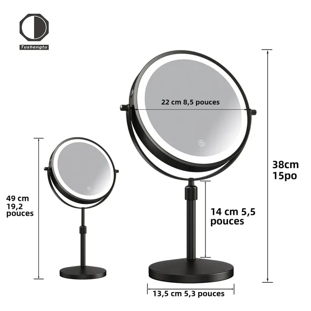 Miroir de maquillage de 8.5 pouces avec lampe lumineuse… – vue 6