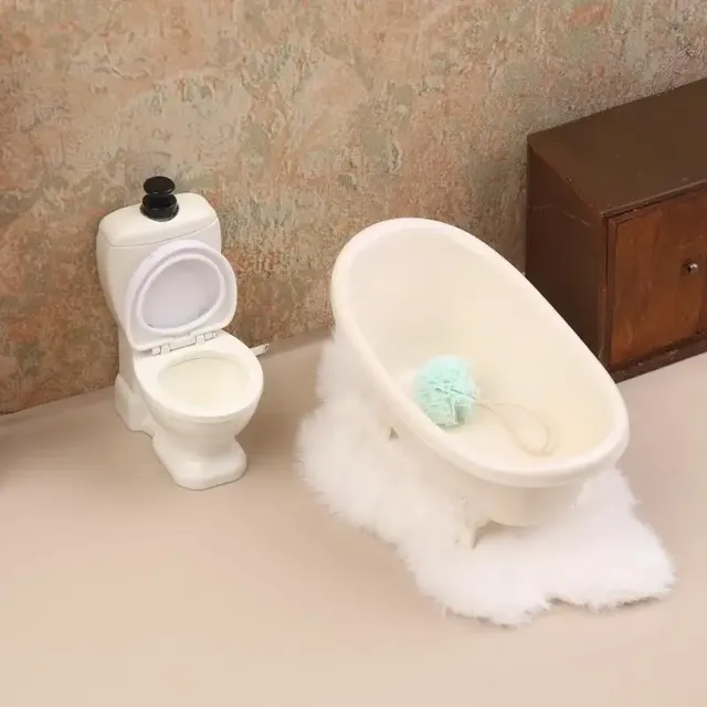 1/12 maison de poupée Simulation baignoire toilette… – vue 4
