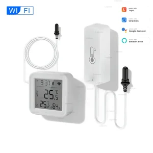 Tuya – capteur intelligent de température et d’humidité Wifi, avec sonde externe, hygromètre, pour réfrigérateur, piscine d’eau, Thermostat, domotique Tuya – capteur intelligent de température et d’humidité Wifi, avec sonde externe, hygromètre, pour réfrigérateur, piscine d’eau, Thermostat, domotique