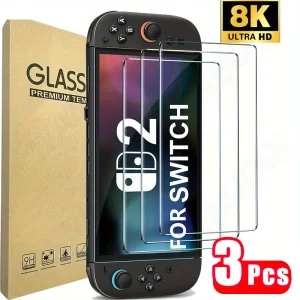 3 pièces verre trempé HD pour Switch 2, protecteur d’écran anti-rayures HD Transparent 2 3 pièces verre trempé HD pour Switch 2, protecteur d’écran anti-rayures HD Transparent 2
