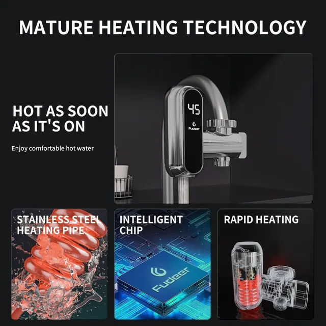 Fudeer robinet chauffe-eau électrique de cuisine robinet… – vue 4