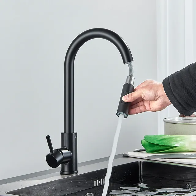 Robinet de cuisine noir à deux fonctions – vue 4