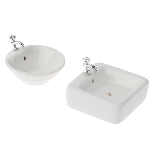 Lavabo miniature céramique blanc brillant carré arrondi… – vue 3