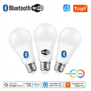 Tuya E27 lampe à LED App contrôle Bluetooth/WiFi ampoule LED 15W RGB…
