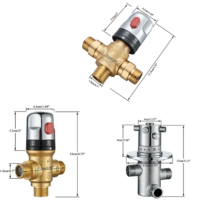 Vanne de mélange thermostatique en laiton – vue 3