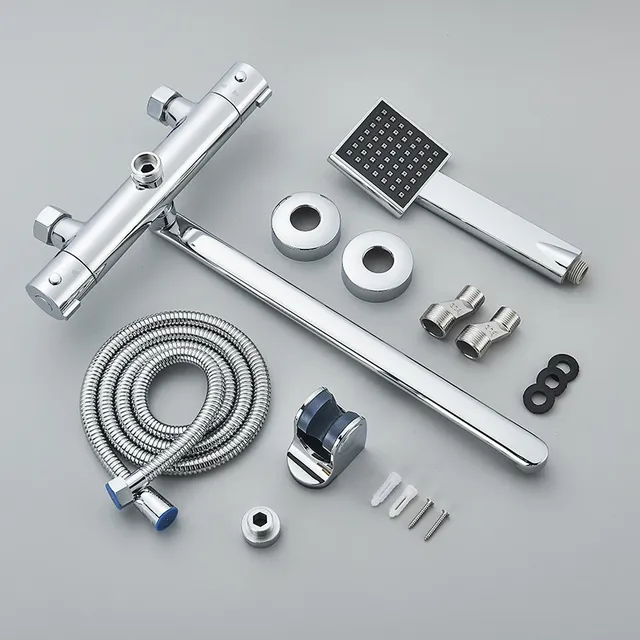 Robinet de baignoire thermostatique chromé mural – vue 6