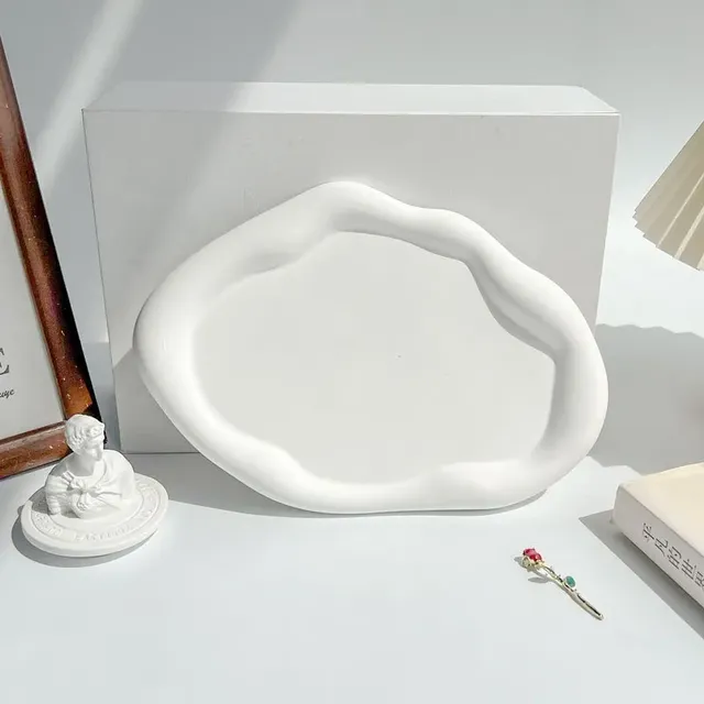 Plateau nuage irrégulier céramique blanc mat glaçure… – vue 2