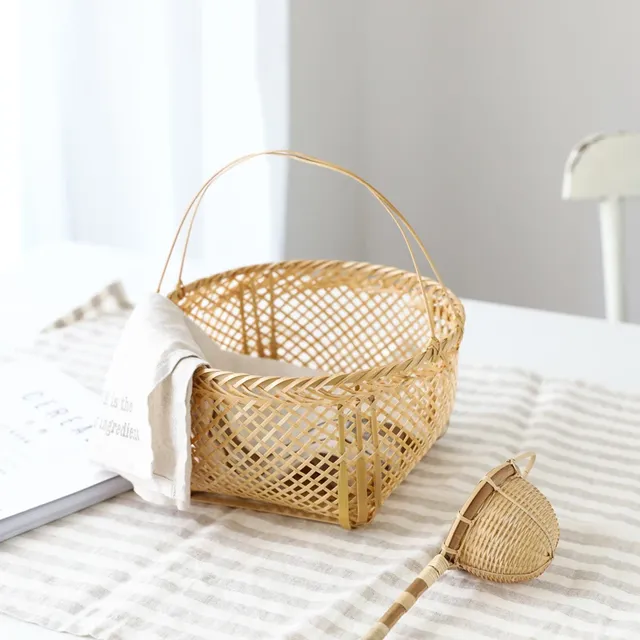 Panier en bambou artisanal Vintage – vue 4