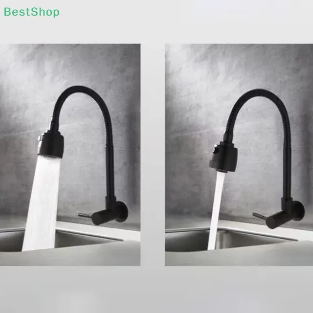 Robinet mural noir mat acier inoxydable col cygne… – vue 4
