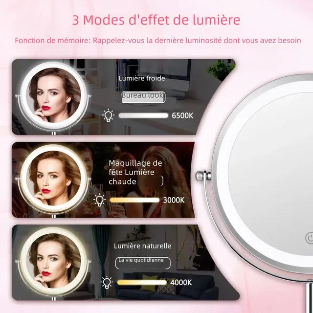 Miroir de maquillage 4.2 par LED grossissante 1X/10X – vue 5