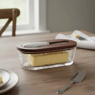 Boîte à beurre en verre de forme ovale