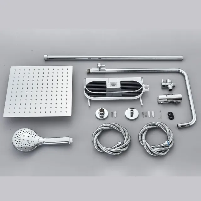 Ensemble de douche à effet pluie simple chromé – vue 6