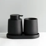 Ensemble d&rsquo;accessoires de salle de bains, bouteille de Lotion, plateau de tasse de bain de bouche, distributeur de shampoing Portable, ensemble de trois pièces, accessoires de salle de bains en résine