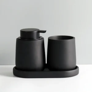 Ensemble d&rsquo;accessoires de salle de bains, bouteille de Lotion, plateau de tasse de bain de bouche, distributeur de shampoing Portable, ensemble de trois pièces, accessoires de salle de bains en résine