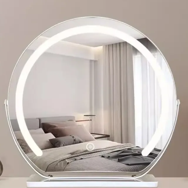 Miroir de salon en verre lumière LED mur grand cercle… – vue 5