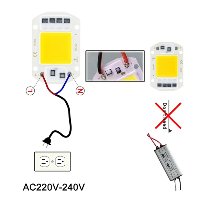 Puce LED 20W 30W 50W AC 220V IC intelligent pas besoin… – vue 3