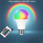Ampoule LED multicolore RGB, 16 couleurs, Base E27, 220V, éclairage domestique, intensité variable, 24 touches, télécommande, lumière néon d&rsquo;ambiance
