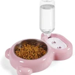 Ensemble de bols doubles pour chat, bouteille distributrice d&rsquo;eau automatique pour animaux de compagnie pour garder votre animal de compagnie hydraté et alimenté
