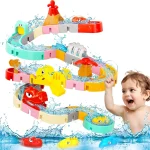 Jouets de bain pour enfants, construction de bricolage, pistes coulissantes d&rsquo;eau, jouets muraux de baignoire dinosaure pour tout-petits, bain amusant pour bébé, baignoire, douche