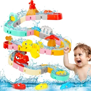 Jouets de bain pour enfants, construction de bricolage, pistes coulissantes d&rsquo;eau, jouets muraux de baignoire dinosaure pour tout-petits, bain amusant pour bébé, baignoire, douche