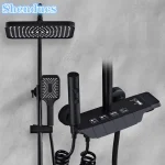 Pommeau de douche HOShower en laiton massif, système de piano noir, chaud et froid HOmall Fets, pluie, luxe