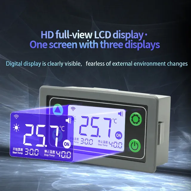 Contrôleur de température numérique LCD – vue 2