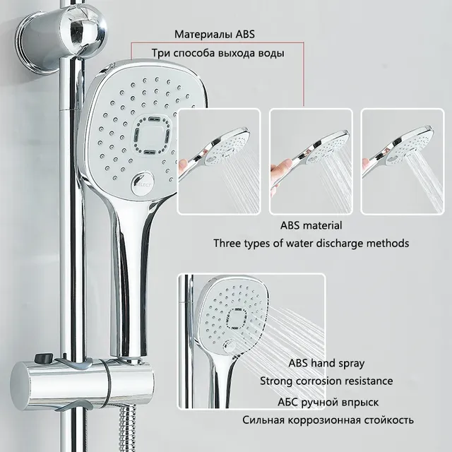 Ensemble de robinets de douche de salle de bains chromés – vue 3