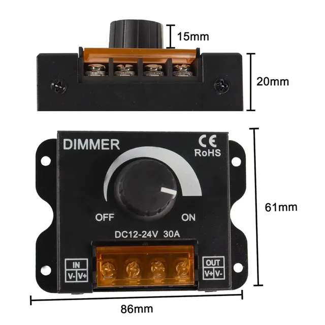 Variateur LED DC 12V 24V 8A/30A – vue 4