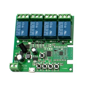 Module relais quatre canaux Wifi radiofréquence intelligent eWeLink Alexa Google minuterie microUSB alimentation 7V 32V bornier PCB