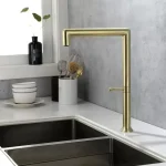 Robinet d&rsquo;évier de cuisine en acier inoxydable 304 or brossé, évier rotatif à 180 degrés, mélangeur chaud-froid, robinets de lavage de cuisine avec tuyau