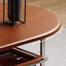 Table basse ovale noyer brun chaud plateau arrondi… – vue 3