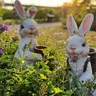 Bassin de maintien créatif en résine de lapin pour jardin – vue 2