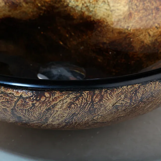Vasque ronde verre trempé finition métallique cuivrée… – vue 5