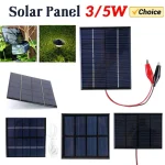 Panneau solaire 3W/5W 5V, panneau en polysilicium Portable, système de cellules solaires, Mini chargeur de batterie extérieur avec Clip pour batterie 9-12V