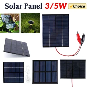 Panneau solaire 3W/5W 5V, panneau en polysilicium Portable, système de cellules solaires, Mini chargeur de batterie extérieur avec Clip pour batterie 9-12V Panneau solaire 3W/5W 5V, panneau en polysilicium Portable, système de cellules solaires, Mini chargeur de batterie extérieur avec Clip pour batterie 9-12V