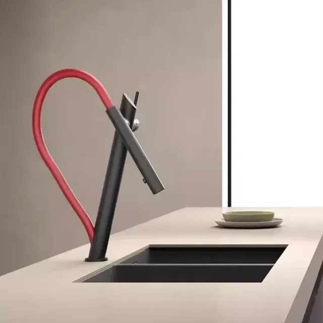 Robinet d'évier de salle de bains en laiton noir/Chrome – vue 4